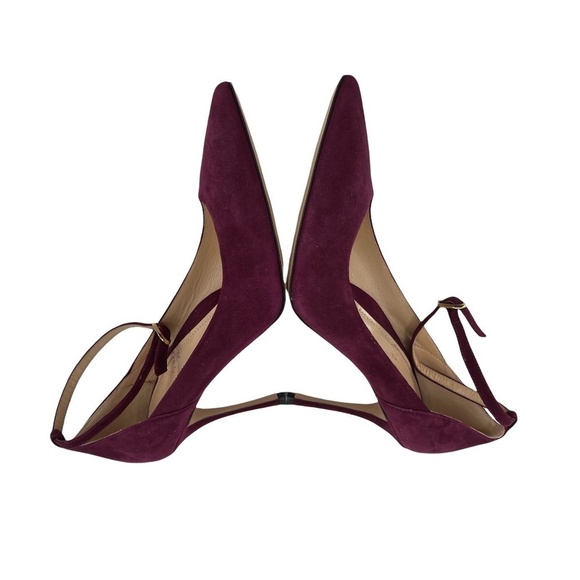 Marion Parke Magenta Suede Muse Pointed Toe Ankle Strap Pumps Size 38 Women’s - Picture 4 of 6